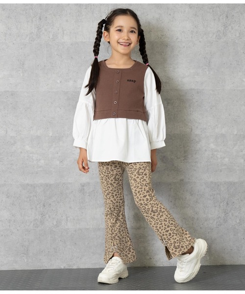 ANAP kids（アナップキッズ）の「コンビトップス【親子お揃い】（Tシャツ/カットソー・キッズ・ラベンダー/ブラック/モカ・130cm/110cm/120cm/100cm）」の8枚目の写真