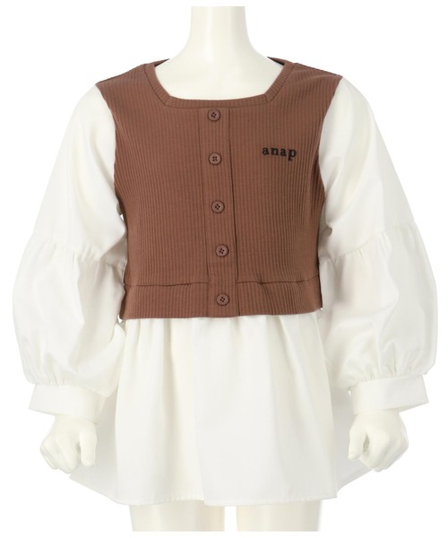 ANAP kids（アナップキッズ）の「コンビトップス【親子お揃い】（Tシャツ/カットソー・キッズ・ラベンダー/ブラック/モカ・130cm/110cm/120cm/100cm）」の10枚目の写真