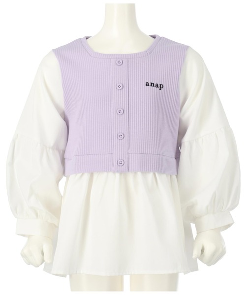 ANAP kids（アナップキッズ）の「コンビトップス【親子お揃い】（Tシャツ/カットソー・キッズ・ラベンダー/ブラック/モカ・130cm/110cm/120cm/100cm）」の19枚目の写真