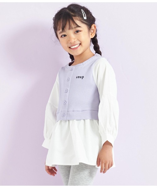 ANAP kids（アナップキッズ）の「コンビトップス【親子お揃い】（Tシャツ/カットソー・キッズ・ラベンダー/ブラック/モカ・130cm/110cm/120cm/100cm）」の15枚目の写真