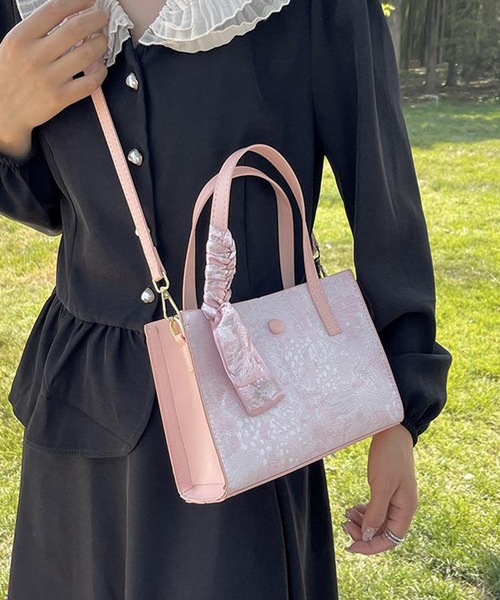 Jasmine Grandiflorum（ジャスミングランディフローラム）の「ジャカード２WAYトートバッグ（トートバッグ・レディース・ピンク/グレー/ブラック・FREE）」の18枚目の写真