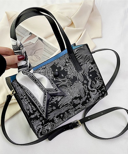 Jasmine Grandiflorum（ジャスミングランディフローラム）の「ジャカード２WAYトートバッグ（トートバッグ・レディース・ピンク/グレー/ブラック・FREE）」の13枚目の写真