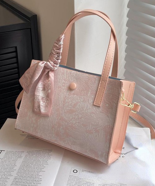 Jasmine Grandiflorum（ジャスミングランディフローラム）の「ジャカード２WAYトートバッグ（トートバッグ・レディース・ピンク/グレー/ブラック・FREE）」の10枚目の写真