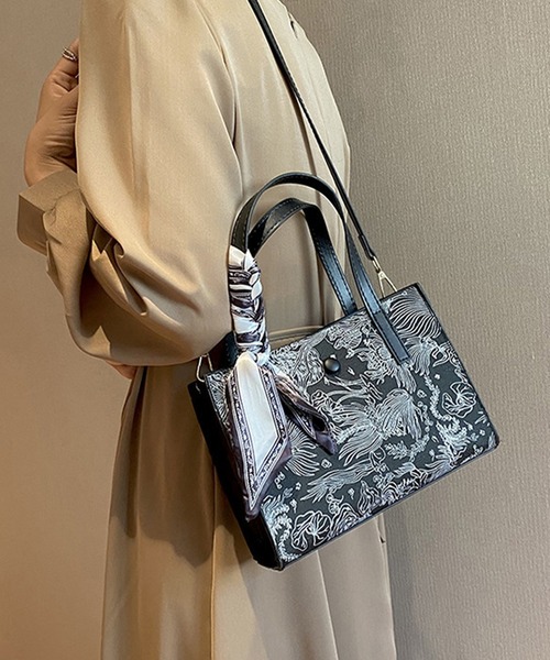 Jasmine Grandiflorum（ジャスミングランディフローラム）の「ジャカード２WAYトートバッグ（トートバッグ・レディース・ピンク/グレー/ブラック・FREE）」の22枚目の写真