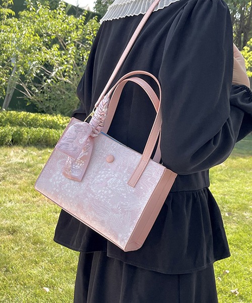 Jasmine Grandiflorum（ジャスミングランディフローラム）の「ジャカード２WAYトートバッグ（トートバッグ・レディース・ピンク/グレー/ブラック・FREE）」の17枚目の写真