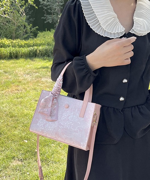 Jasmine Grandiflorum（ジャスミングランディフローラム）の「ジャカード２WAYトートバッグ（トートバッグ・レディース・ピンク/グレー/ブラック・FREE）」の16枚目の写真