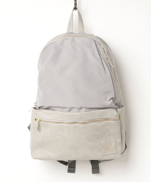 Legato Largo(レガートラルゴ)の「廃盤 Legato Largo / グログラン調ポリ/PU 10ポケリュック / LR-H1051Z(バックパック/リュック・レディース・ブラック/グレー系その他/ライトグレー/ネイビー/グレー・ONESIZE)」の14枚目の写真