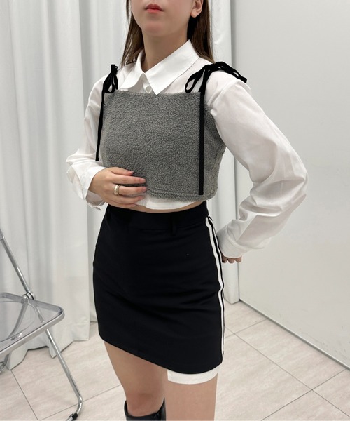 apres jour mignon(アプレジュールミニョン)の「ライン入りシャツスカート【ZOZOTOWN限定アイテム】 【SETUP着用可能】(スカート・レディース・ブラック/グレー・SMALL/X-LARGE/MEDIUM)」の21枚目の写真