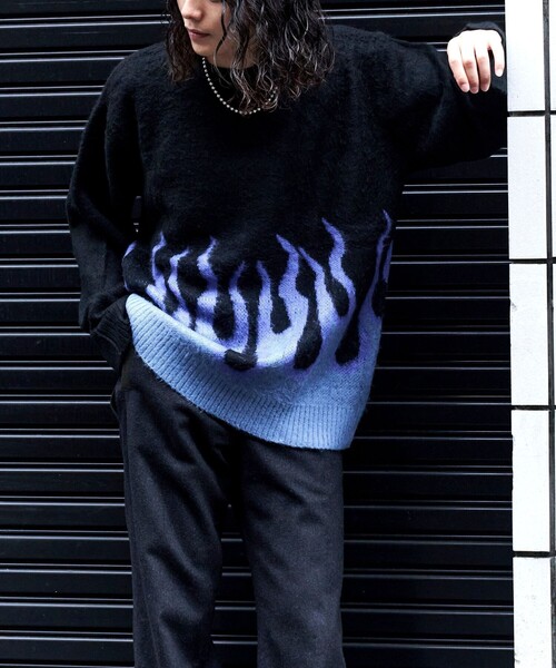 FREAK'S STORE(フリークスストア)の「限定展開 PENNEYS×FREAK'S STORE/ぺニーズ 別注 モヘヤタッチ クルーネック シャギーニット/レオパード/アーガイル(ニット/セーター・メンズ・ブラック/ベージュ/ブラウン/グレー/オレンジ/ブルー・MEDIUM/LARGE/SMALL)」の9枚目の写真