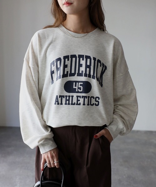 Riberry(リベリー)の「FREDERICKプリントトレーナー(スウェット・レディース・オートミール/レッド/グリーン系/チャコールグレー/ブラック/ネイビー・FREE)」の18枚目の写真