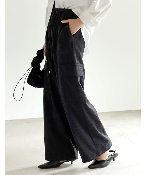 Re:EDIT（リエディ）の「[2WAY][低身長サイズ有]コーデュロイカーゴパンツ（カーゴパンツ・レディース・アイボリー/チャコールグレー/モカ・LARGE/MEDIUM/SHORT）」の9枚目の写真