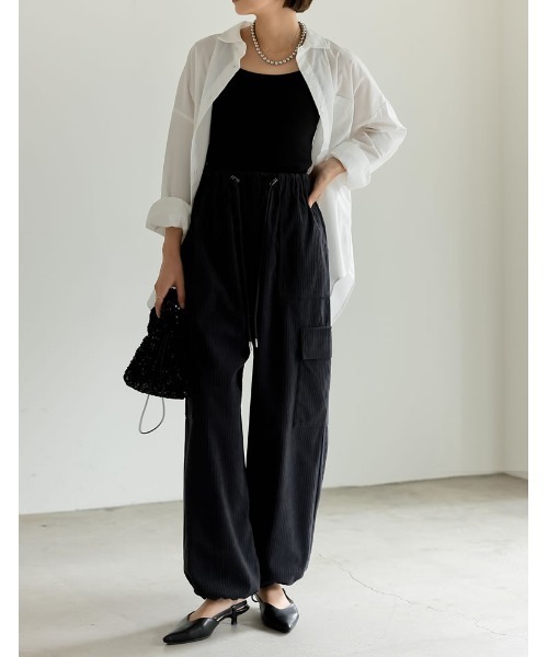 Re:EDIT（リエディ）の「[2WAY][低身長サイズ有]コーデュロイカーゴパンツ（カーゴパンツ・レディース・アイボリー/チャコールグレー/モカ・LARGE/MEDIUM/SHORT）」の12枚目の写真