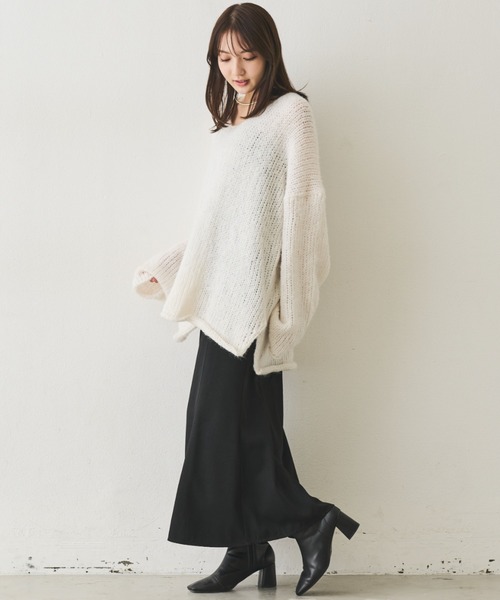 Aunt Marie's(アントマリーズ)の「Vネックオーバールーズニット(ニット/セーター・レディース・アイボリー/その他/チャコールグレー/ブルー・FREE)」の7枚目の写真