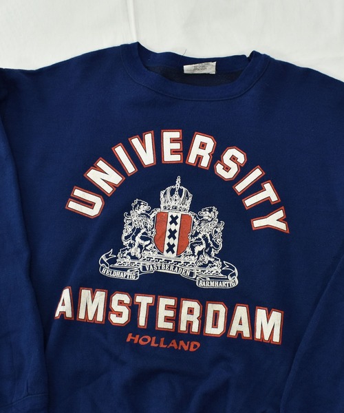 VINTAGE（ヴィンテージ）の「【ヴィンテージ古着】80's UNIVERSITY AMSTERDAM HOLLAND クルーネックスウェット（スウェット・メンズ・ネイビー・X-LARGE）」の3枚目の写真