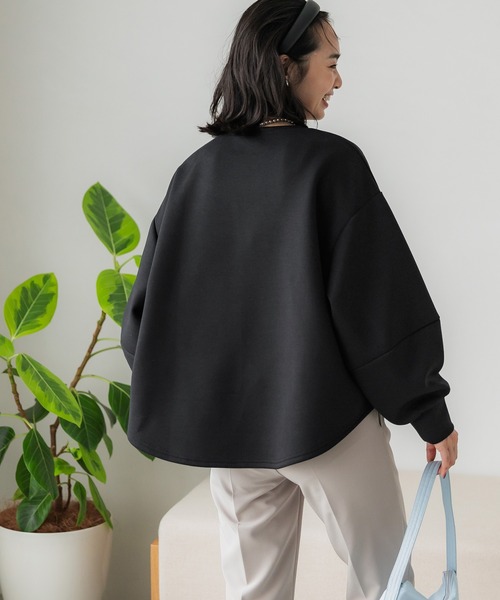 coca(coca)(コカ)の「ダンボールニットテールカットトップス(スウェット・レディース・ブラック/ベージュ・M/L)」の9枚目の写真
