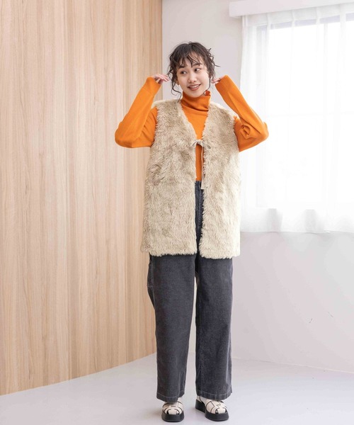 niko and...（ニコアンド）の「ウールブレンドソフトタートル（ニット/セーター・レディース・ピンク/ブラック/オレンジ/アイボリー/ブルー・LARGE/MEDIUM）」の12枚目の写真