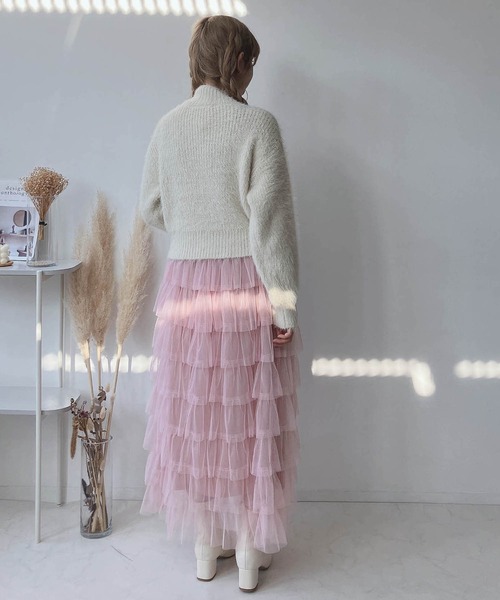 AS KNOW AS plus（アズノゥアズプラス）の「☆チュールティアードスカート（スカート・レディース・アイボリー/チャコールグレー/ピンク/ブラック/ブルーグレー・FREE）」の17枚目の写真