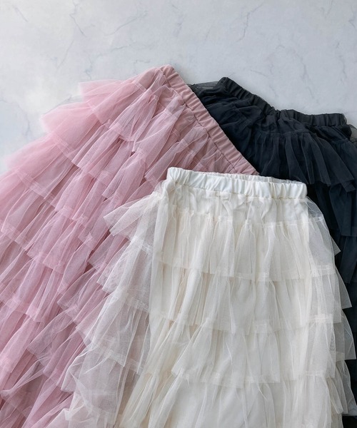 AS KNOW AS plus（アズノゥアズプラス）の「☆チュールティアードスカート（スカート・レディース・アイボリー/チャコールグレー/ピンク/ブラック/ブルーグレー・FREE）」の19枚目の写真