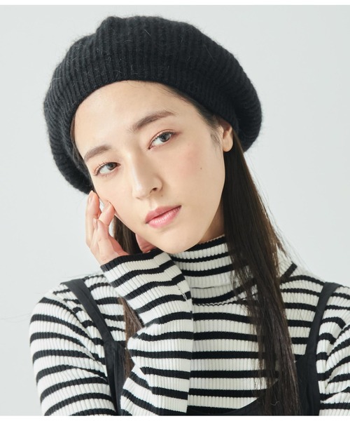 ANAP（アナップ）の「起毛ニットベレー帽（ハンチング/ベレー帽・レディース・グレー/ブラック/カーキ・FREE）」の2枚目の写真