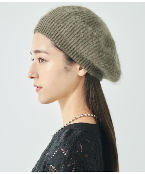 ANAP（アナップ）の「起毛ニットベレー帽（ハンチング/ベレー帽・レディース・グレー/ブラック/カーキ・FREE）」の7枚目の写真