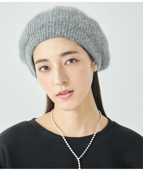 ANAP（アナップ）の「起毛ニットベレー帽（ハンチング/ベレー帽・レディース・グレー/ブラック/カーキ・FREE）」の4枚目の写真