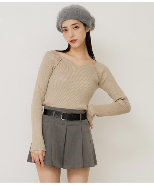 ANAP（アナップ）の「起毛ニットベレー帽（ハンチング/ベレー帽・レディース・グレー/ブラック/カーキ・FREE）」の6枚目の写真