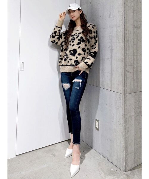 GYDA(ジェイダ)の「レオパードラインシャギーニットトップス(ニット/セーター・レディース・ベージュ/アイボリー・FREE)」の6枚目の写真