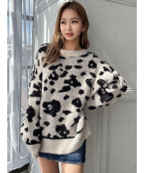 GYDA（ジェイダ）の「レオパードラインシャギーニットトップス（ニット