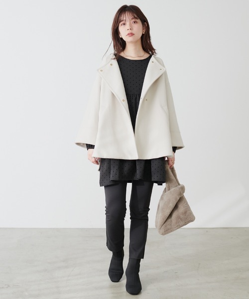 natural couture(ナチュラルクチュール)の「フロッキードットティアードチュニック(シャツ/ブラウス・レディース・モカ/ライトベージュ/ブラック・FREE)」の10枚目の写真