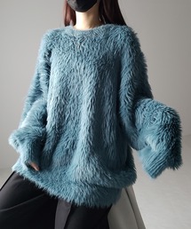 【 4color 】ビッグシルエットロングシャギールーズニット / big silhouette long shaggy loose knit
