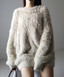 【 4color 】ビッグシルエットロングシャギールーズニット / big silhouette long shaggy loose knit