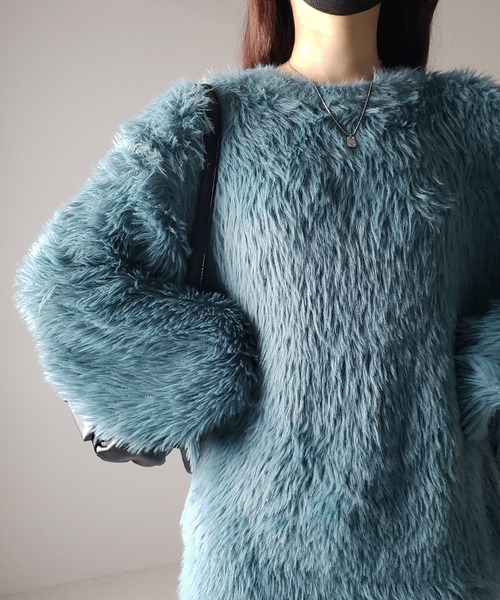 me+em select(ミームセレクト)の「【 4color 】ビッグシルエットロングシャギールーズニット / big silhouette long shaggy loose knit(ニット/セーター・レディース・アイボリー/ブラック/グレー/ブルー・FREE)」の9枚目の写真