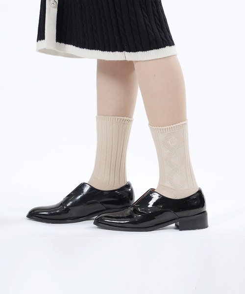 MARY QUANT（マリークワント）の「ダイヤケーブル ソックス（ソックス/靴下・レディース・ブラック/ベージュ/グレー・FREE）」の3枚目の写真