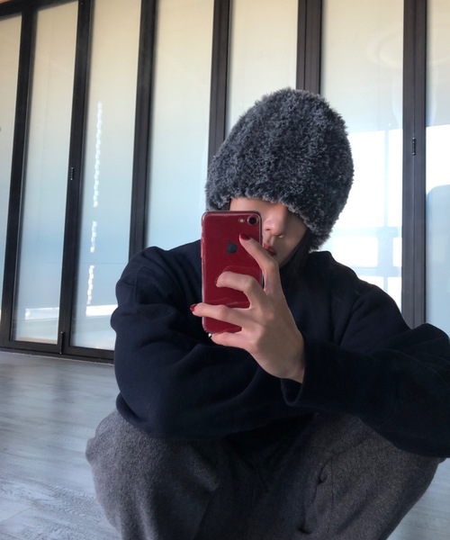 Didot.showroom（ディドット ショールーム）の「ファーニットビーニー（ニットキャップ/ビーニー・レディース・チャコール/ホワイト/ブラウン/ブラック・FREE）」の7枚目の写真