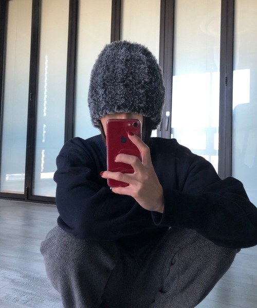 Didot.showroom（ディドット ショールーム）の「ファーニットビーニー（ニットキャップ/ビーニー・レディース・チャコール/ホワイト/ブラウン/ブラック・FREE）」の8枚目の写真