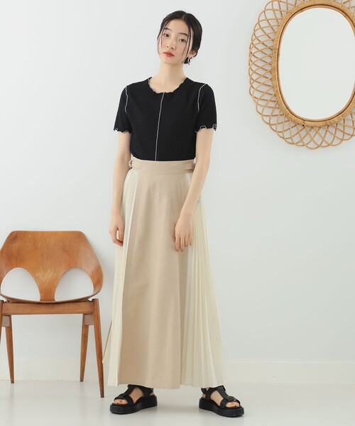 Ray BEAMS（レイビームス）の「Ray BEAMS / シャーリング センターシーム Tシャツ（Tシャツ/カットソー・レディース・グリーン/ブラック/オフホワイト・ONE SIZE）」の9枚目の写真