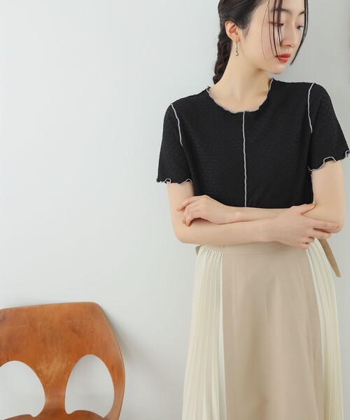 Ray BEAMS（レイビームス）の「Ray BEAMS / シャーリング センターシーム Tシャツ（Tシャツ/カットソー・レディース・グリーン/ブラック/オフホワイト・ONE SIZE）」の10枚目の写真