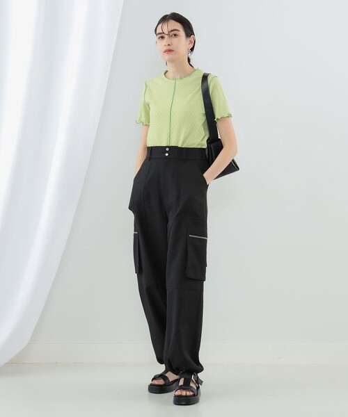 Ray BEAMS（レイビームス）の「Ray BEAMS / シャーリング センターシーム Tシャツ（Tシャツ/カットソー・レディース・グリーン/ブラック/オフホワイト・ONE SIZE）」の6枚目の写真