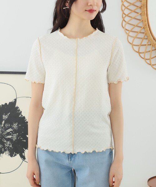 Ray BEAMS（レイビームス）の「Ray BEAMS / シャーリング センターシーム Tシャツ（Tシャツ/カットソー・レディース・グリーン/ブラック/オフホワイト・ONE SIZE）」の17枚目の写真