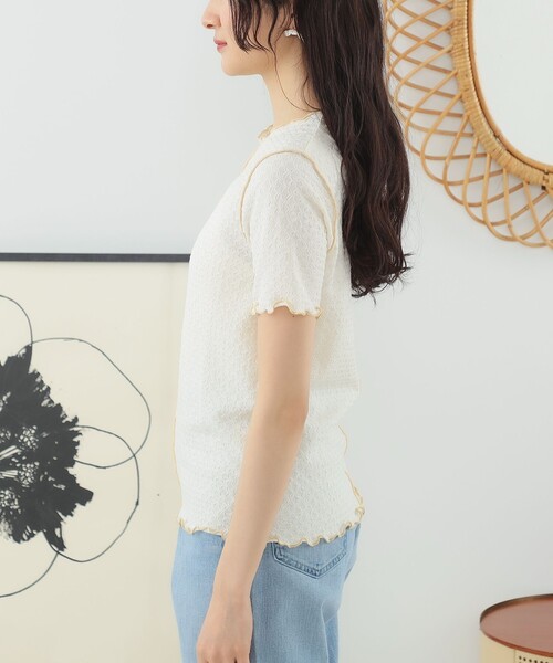 Ray BEAMS（レイビームス）の「Ray BEAMS / シャーリング センターシーム Tシャツ（Tシャツ/カットソー・レディース・グリーン/ブラック/オフホワイト・ONE SIZE）」の18枚目の写真