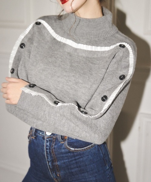 MIRO AMURETTE(ミロアミュレット)の「pleats line knit/プリーツラインニット(ニット/セーター・レディース・グレー・FREE)」の6枚目の写真