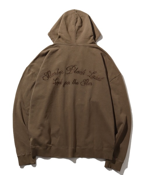 STARTER BLACK LABEL（スターターブラックレーベル）の「【STARTER /スターター】裏毛ピグメント加工 ロゴ刺繍フルジップパーカー（パーカー・メンズ・ベージュ/スミクロ/グリーン・XL/L/M）」の7枚目の写真