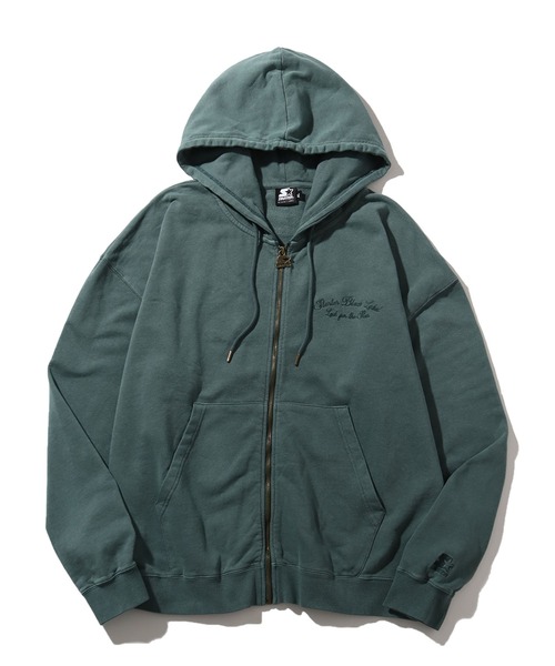 STARTER BLACK LABEL（スターターブラックレーベル）の「【STARTER /スターター】裏毛ピグメント加工 ロゴ刺繍フルジップパーカー（パーカー・メンズ・ベージュ/スミクロ/グリーン・XL/L/M）」の8枚目の写真