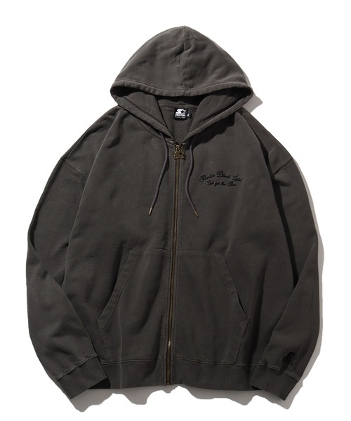 STARTER BLACK LABEL（スターターブラックレーベル）の「【STARTER /スターター】裏毛ピグメント加工 ロゴ刺繍フルジップパーカー（パーカー・メンズ・ベージュ/スミクロ/グリーン・XL/L/M）」の4枚目の写真