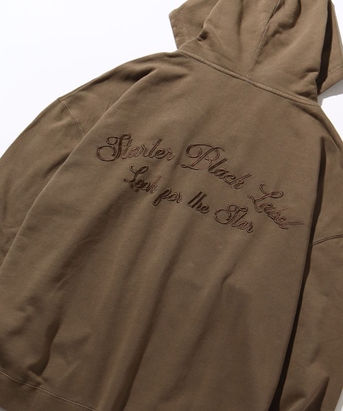 STARTER BLACK LABEL（スターターブラックレーベル）の「【STARTER /スターター】裏毛ピグメント加工 ロゴ刺繍フルジップパーカー（パーカー・メンズ・ベージュ/スミクロ/グリーン・XL/L/M）」の14枚目の写真