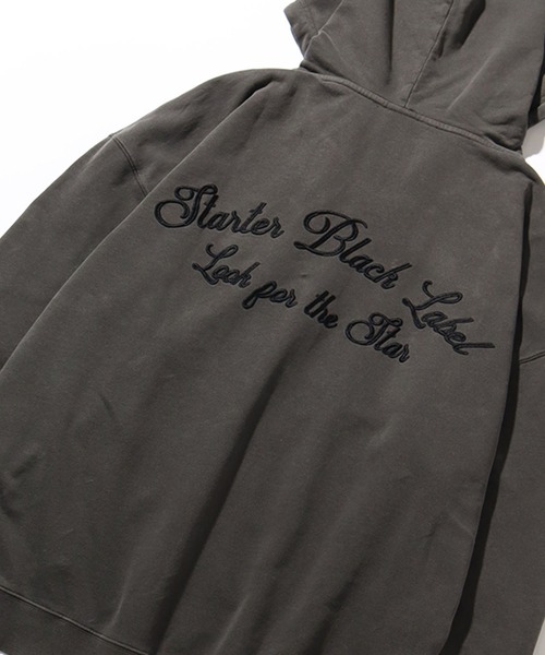 STARTER BLACK LABEL（スターターブラックレーベル）の「【STARTER /スターター】裏毛ピグメント加工 ロゴ刺繍フルジップパーカー（パーカー・メンズ・ベージュ/スミクロ/グリーン・XL/L/M）」の11枚目の写真