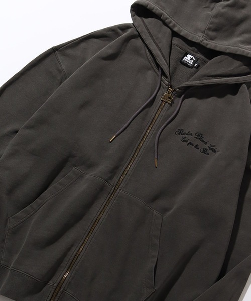 STARTER BLACK LABEL（スターターブラックレーベル）の「【STARTER /スターター】裏毛ピグメント加工 ロゴ刺繍フルジップパーカー（パーカー・メンズ・ベージュ/スミクロ/グリーン・XL/L/M）」の10枚目の写真