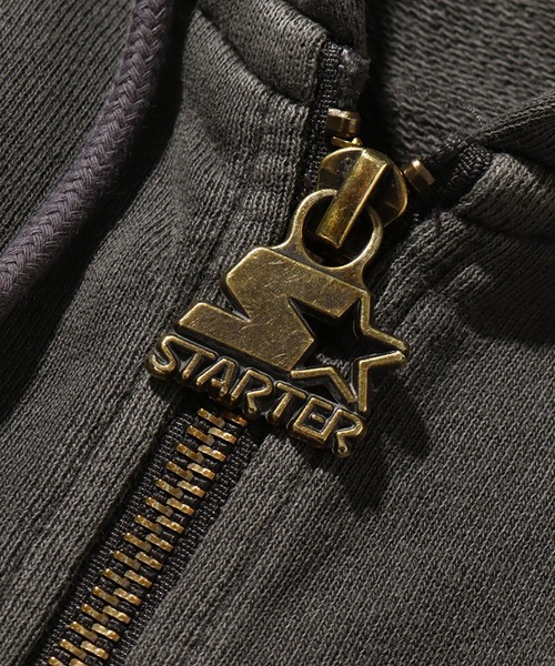 STARTER BLACK LABEL（スターターブラックレーベル）の「【STARTER /スターター】裏毛ピグメント加工 ロゴ刺繍フルジップパーカー（パーカー・メンズ・ベージュ/スミクロ/グリーン・XL/L/M）」の18枚目の写真