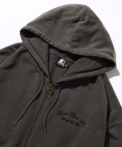 STARTER BLACK LABEL（スターターブラックレーベル）の「【STARTER /スターター】裏毛ピグメント加工 ロゴ刺繍フルジップパーカー（パーカー・メンズ・ベージュ/スミクロ/グリーン・XL/L/M）」の16枚目の写真