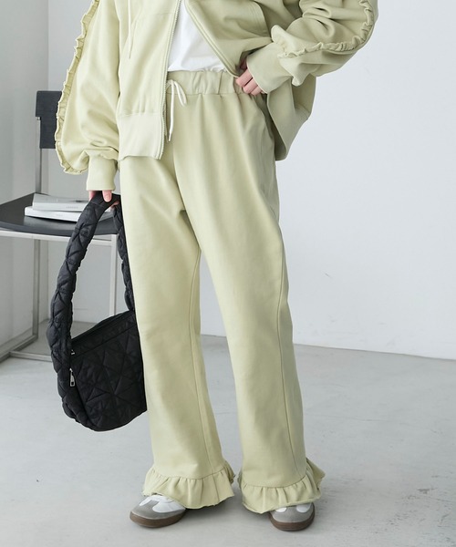 forksy.（フォルクシー）の「【forksy.】スウェットフリルパンツ（スウェットパンツ・レディース・スミクロ/ネイビー/オートミール/ライム/バーガンディー/ベージュ系・FREE）」の5枚目の写真